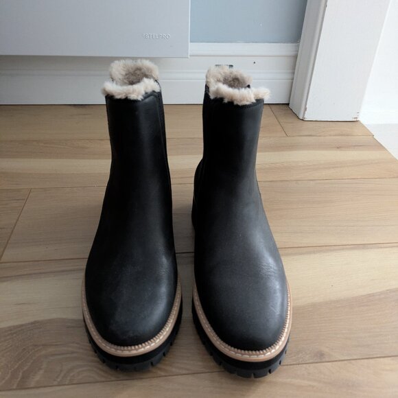 TOMS Bennet Black Faux Fur Water Resistant Leather Boot (Size W's 8, no box) - Picture 2 of 7